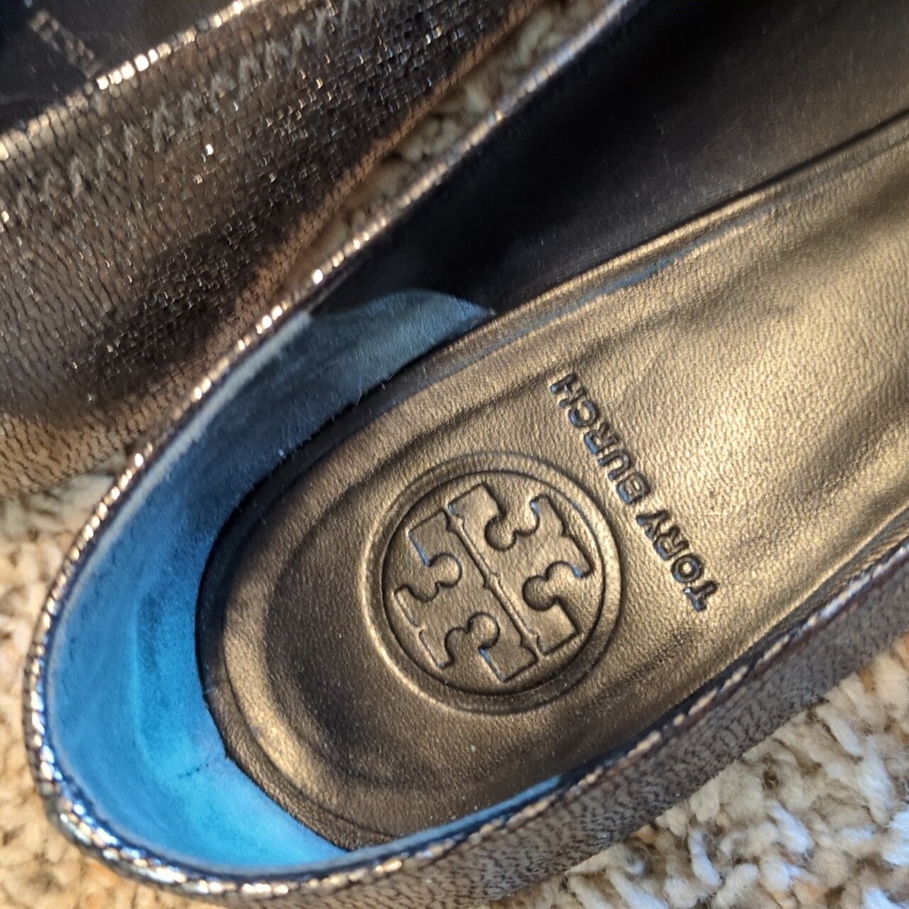 Tory Burch Metallic Silver Loafers - Picture 2 of 6